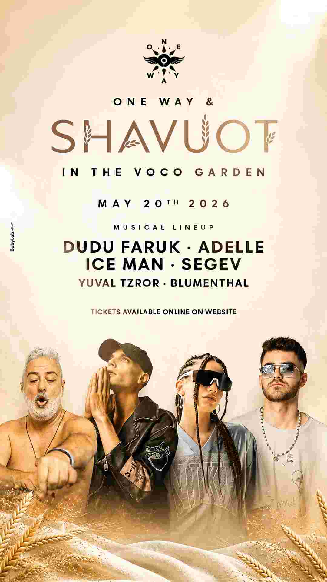 Event image One Way & Shavout - Dudu Faruk ~ Adella ~ Ice Man 